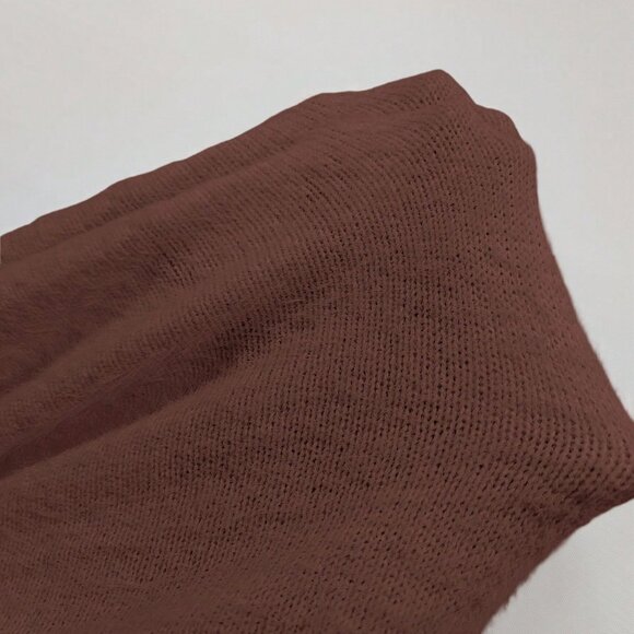 Coffee Brown Casual Women's Fuzzy Oblique Shoulder Beaded Sweater - Picture 6 of 6